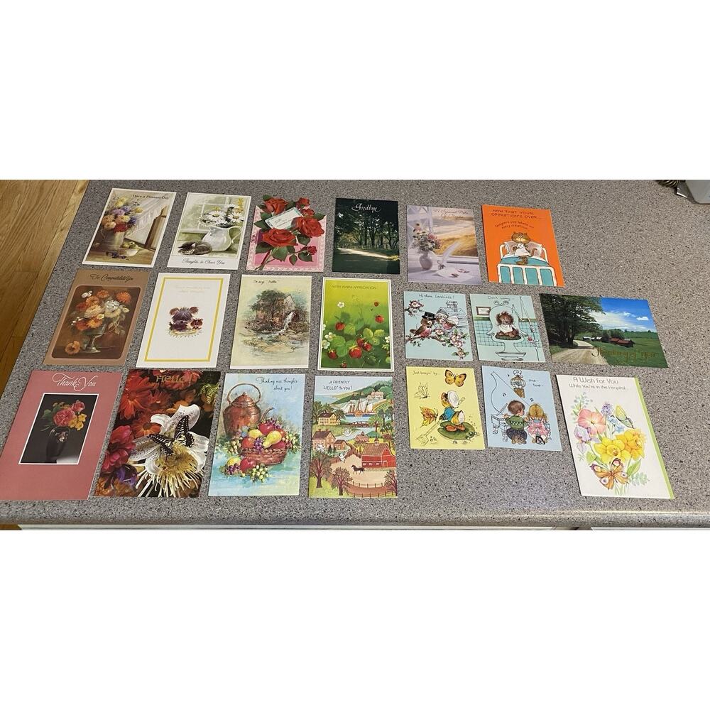 Lot Of 20 Vintage Various Greeting Cards With Envelopes